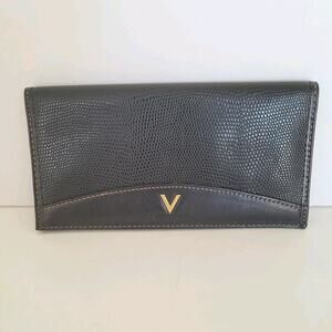 Giorgio Valenti Card Slim Bill Holder Wallet Navy Bifold Leather Snake Vintage